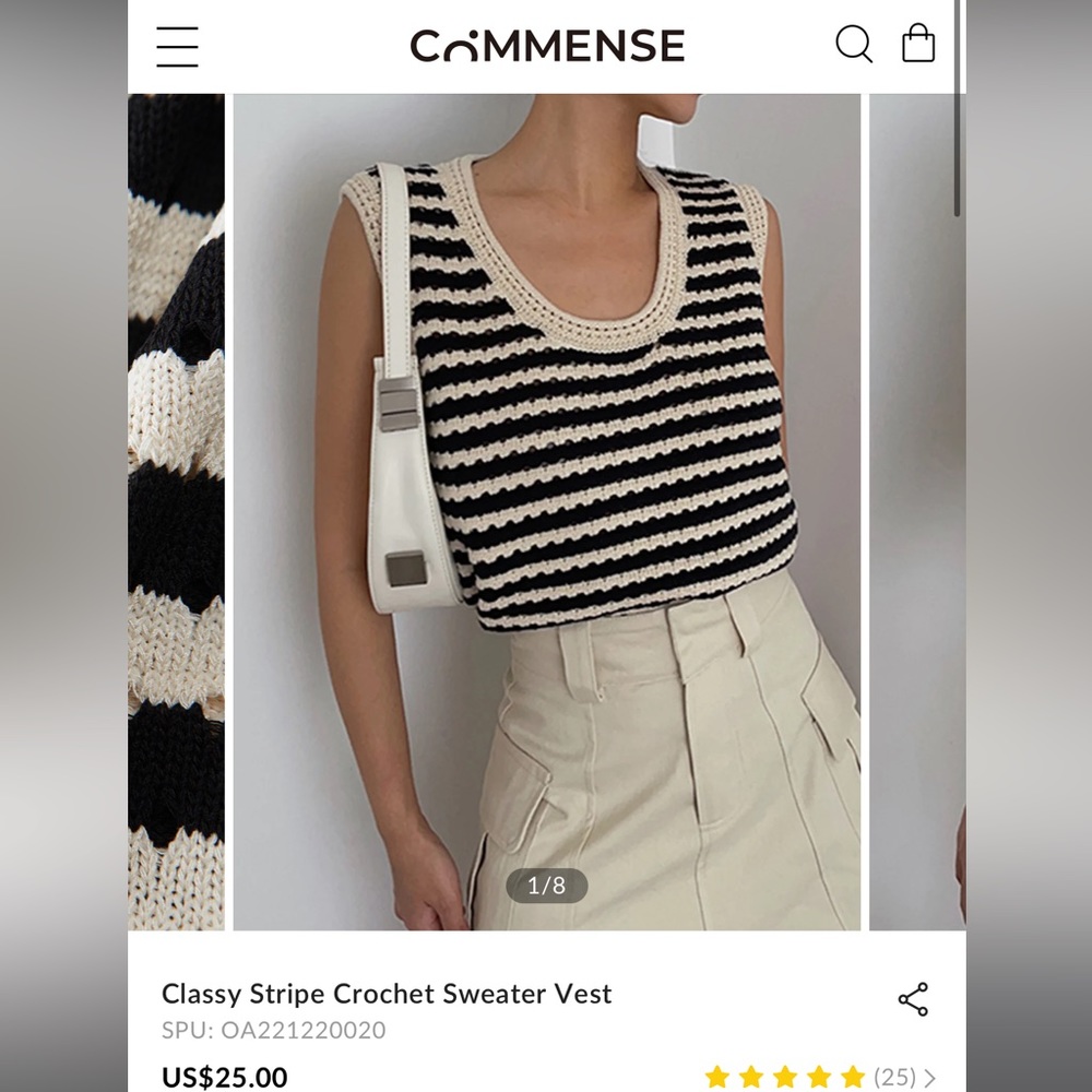 Commense Classy Stripe Crochet Sweater Vest